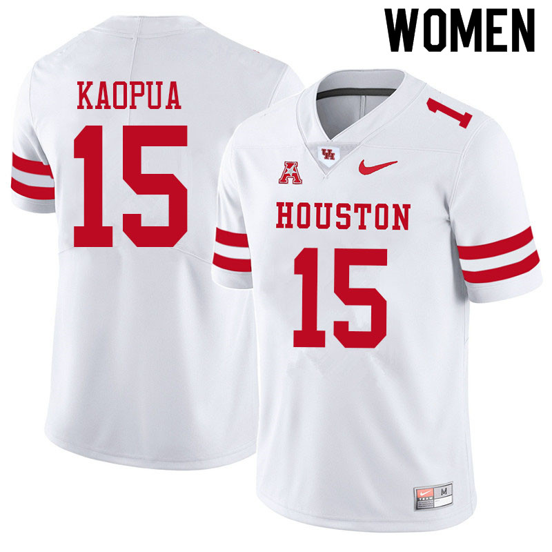 Women #15 Christian Kaopua Houston Cougars College Football Jerseys Sale-White - Click Image to Close
